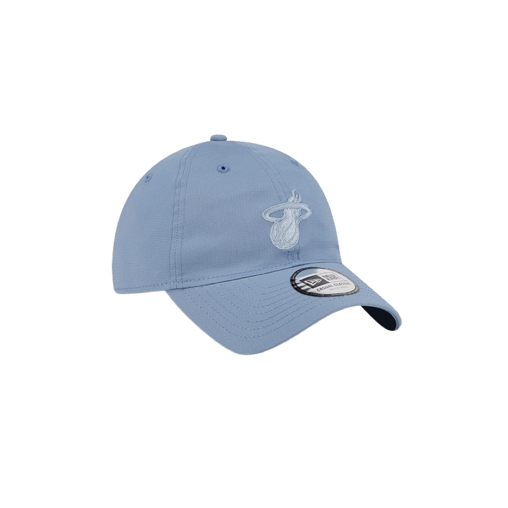 Light blue ripstop dad hat with stitched Miami HEAT logo and curved brim. - New Era Miami HEAT Blue Ripstop Dad Hat