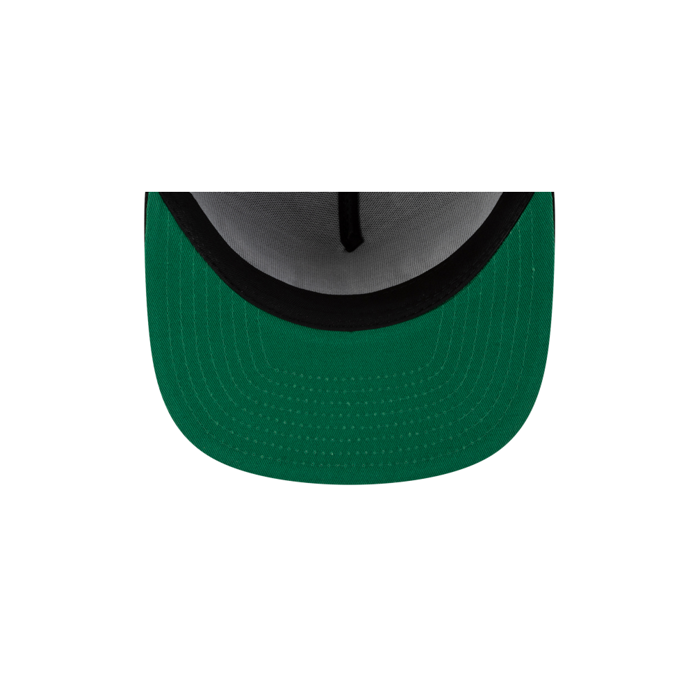 The Court Culture Miami HEAT Snapback, a green polyester A-frame baseball cap by Court Culture, is shown from above with a curved bill and inner crown lining against a plain white background. One size fits most; spot clean only.