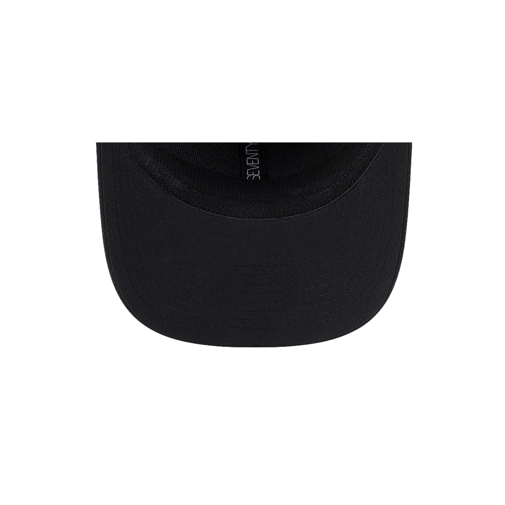 Top-down view of the New Era Miami HEAT Multi-Color Rope Snapback, displaying visible stitching on the curved brim and stretch snapback design, set against a light gray background.