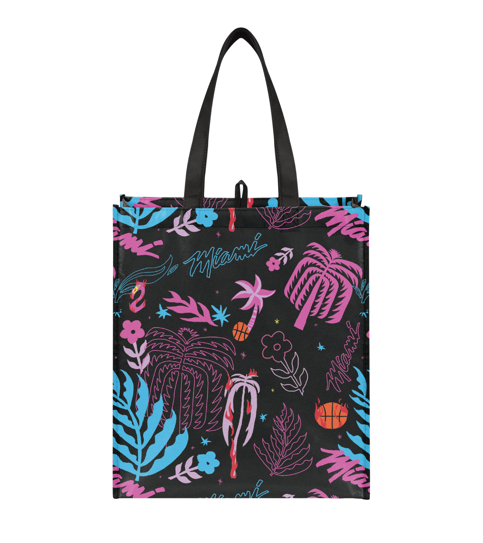 The Miami HEAT Original Vice Nights Reusable Bag by Forever Collectibles is a black 15