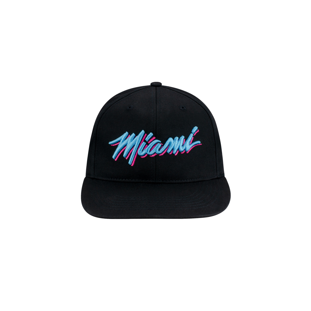 The Miami HEAT Original Vice Nights Snapback by Item Of The Game is a black cotton hat with 