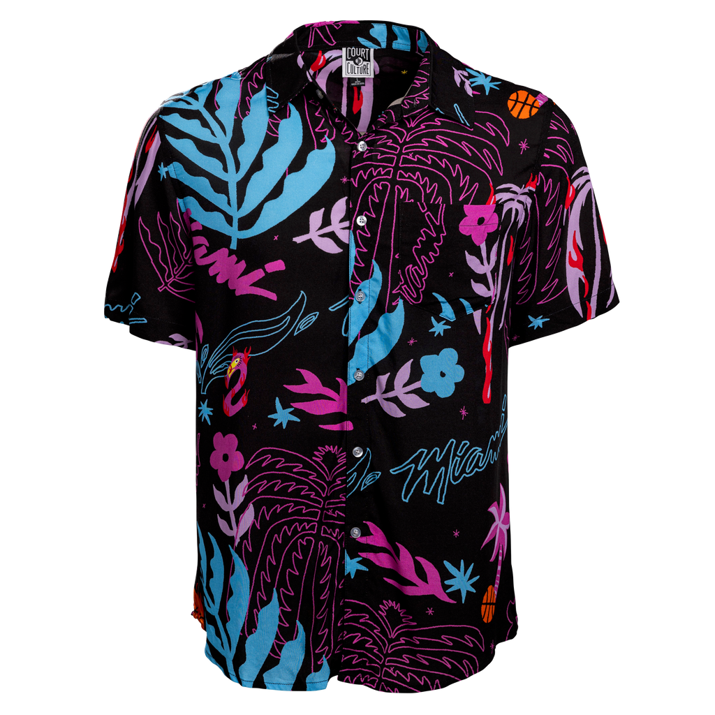 Court Culture Vice Floral Button-Down Miami HEAT Shirts