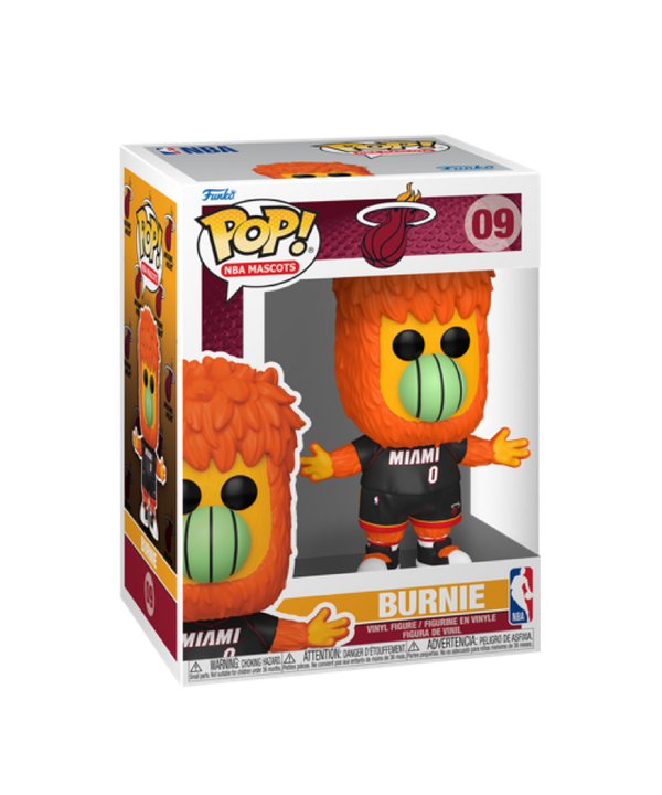 Get a 🎁 FREE Burnie Funko Pop!—the official Funko vinyl figure of Burnie, the Miami Heat mascot in a black Miami jersey—with orders $150+. This 5-inch collectible comes in display packaging featuring Burnie’s name and the team logo. Suitable for ages 3+. Brand: Funko.