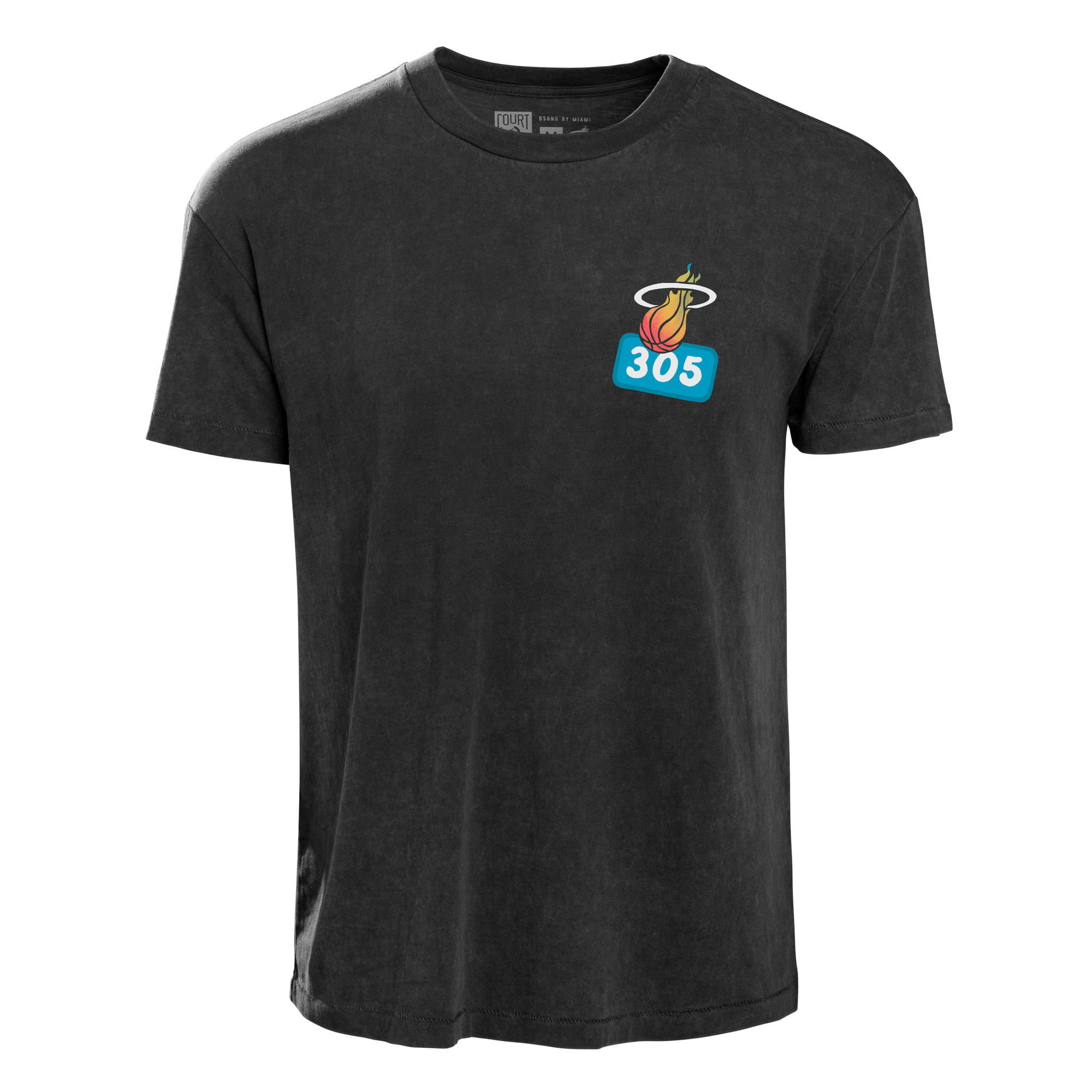 Black Court Culture Miami Starter Pack unisex tee with Miami HEAT 305 logo on chest. - Court Culture Miami Starter Pack Unisex Tee