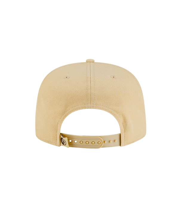 Light yellow polyester Court Culture x New Era Colada snapback hat featuring an embroidered graphic of stacked plastic cups on the front panel.