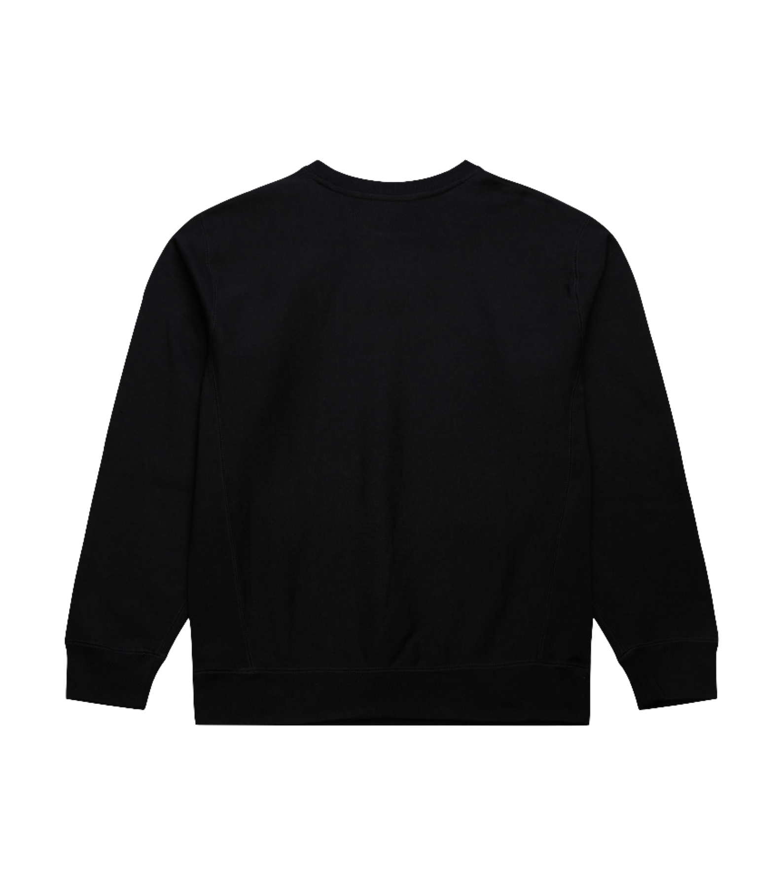 The Mitchell & Ness Miami HEAT Original Vice Nights Crewneck, a black long-sleeve sweatshirt in a standard fit, is shown from the back against a white background.