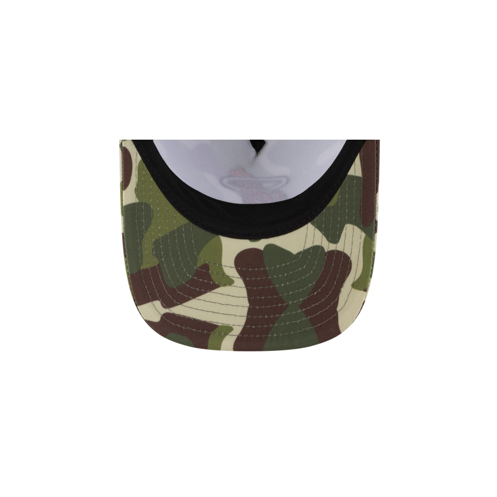 A close-up, top-down view of the brim of a Court Culture Miami HEAT 