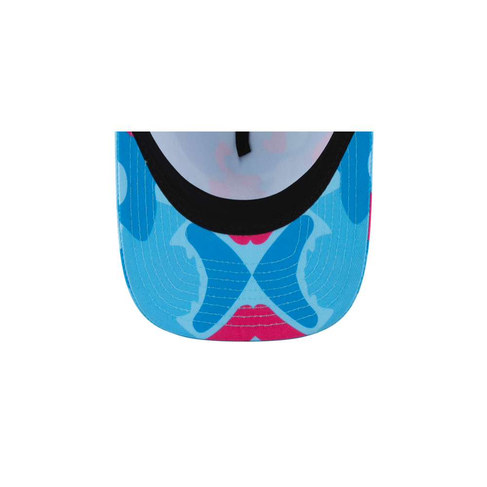 A close-up top view of the brim of a blue Court Culture Original Vice Nights 