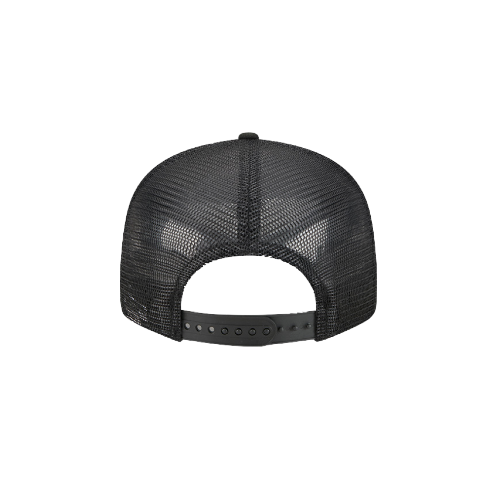 Black mesh back with adjustable snap closure on New Era Miami HEAT cork trucker snapback cap. - New Era Miami HEAT Cork Trucker Snapback