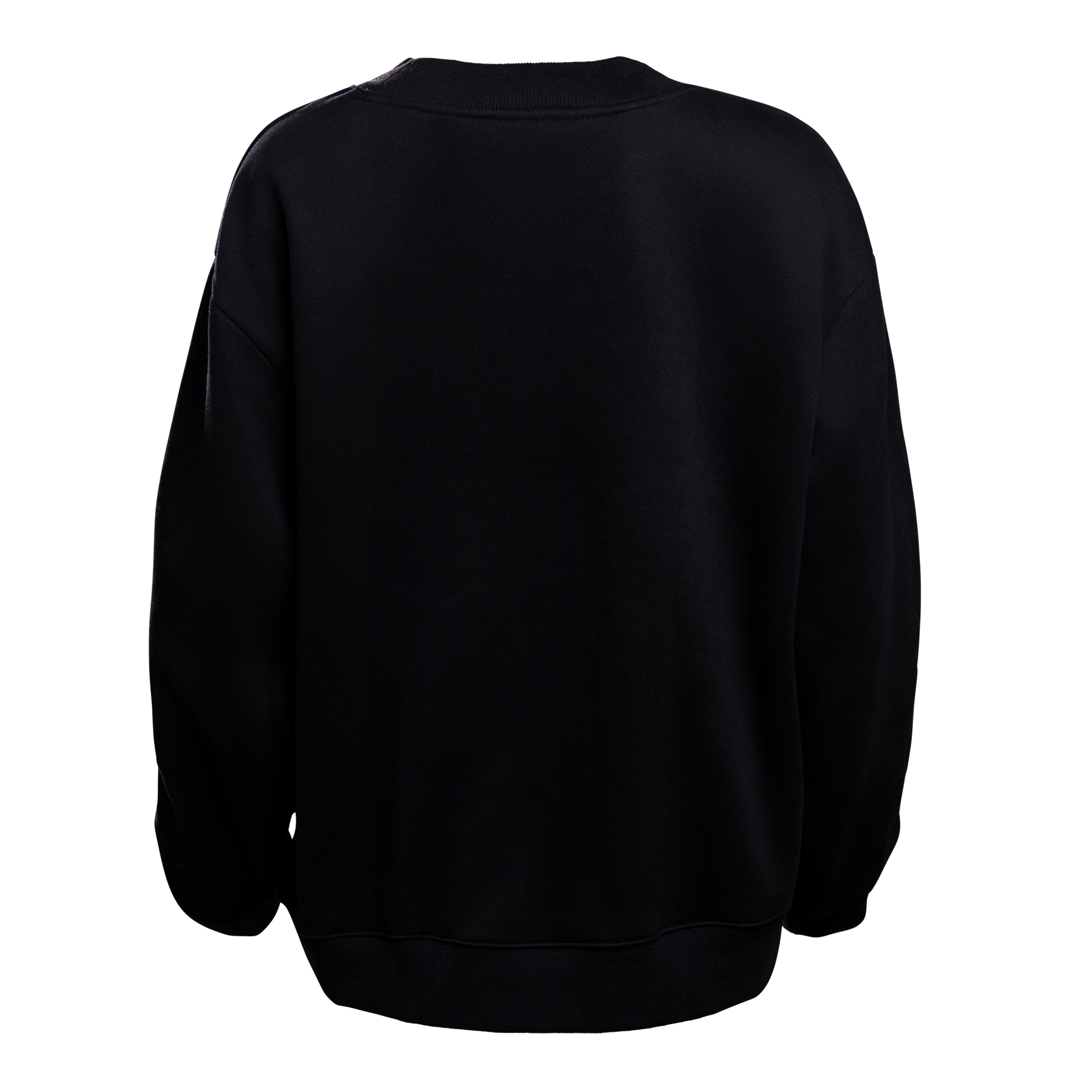 The Court Culture x Hype & Vice Mockneck by Court Culture is shown from the back against a white background, featuring an oversized fit and plain black design.