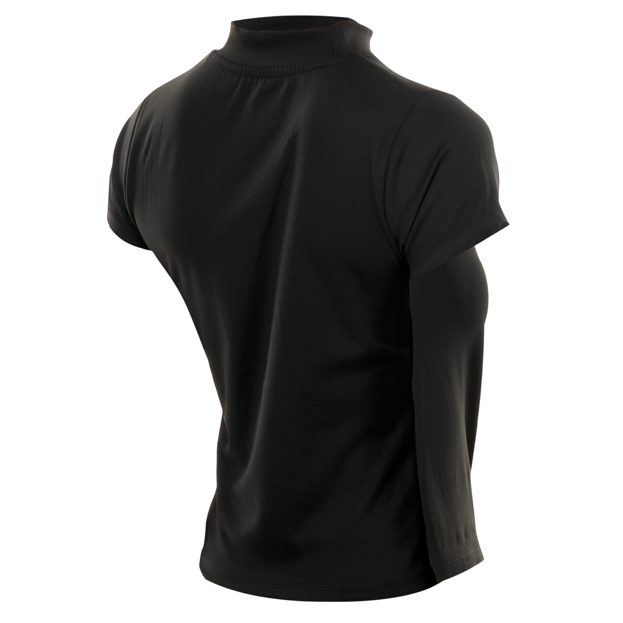 The New Era Miami HEAT Women's Mock Neck Tee is a fitted black short-sleeve t-shirt, shown from the back against a white background. Made by New Era with soft nylon elastane for comfort and stretch.