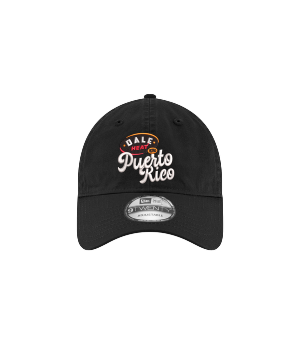The New Era La Isla Dad Hat by Court Culture is a 100% cotton black cap featuring vibrant 