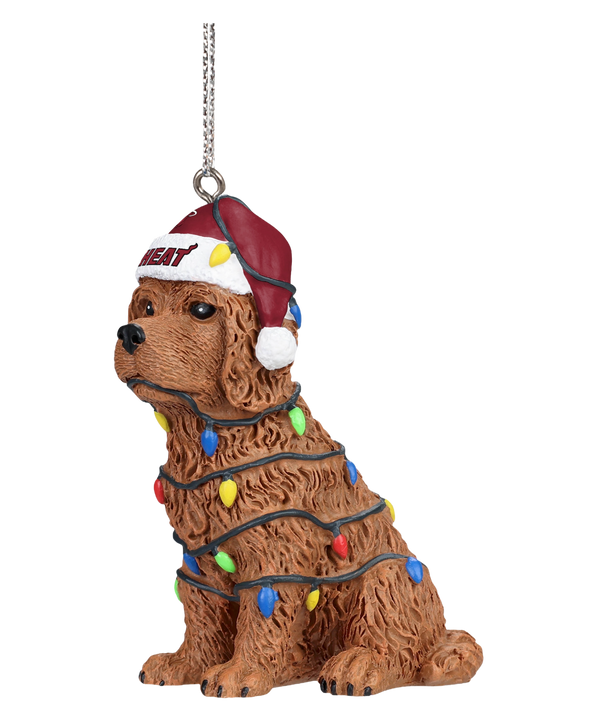The Miami HEAT Dog With Lights Ornament by Forever Collectibles is a 3