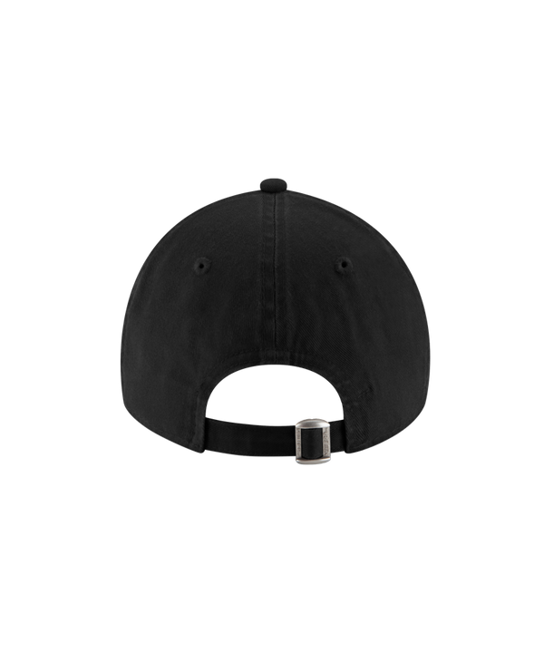 The New Era La Isla Dad Hat by Court Culture is a 100% cotton black cap featuring vibrant 