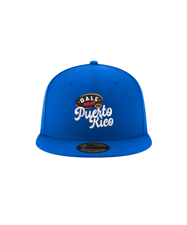 The Court Culture New Era La Isla Snapback is a bright blue Miami HEAT hat featuring a 