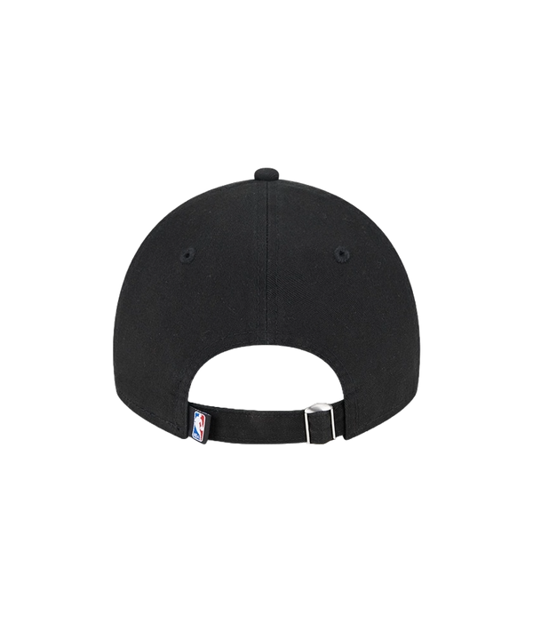 Black adjustable dad hat with Miami HEAT logo and subtle black text detail. - New Era Miami HEAT 2023 Draft Dad Hat