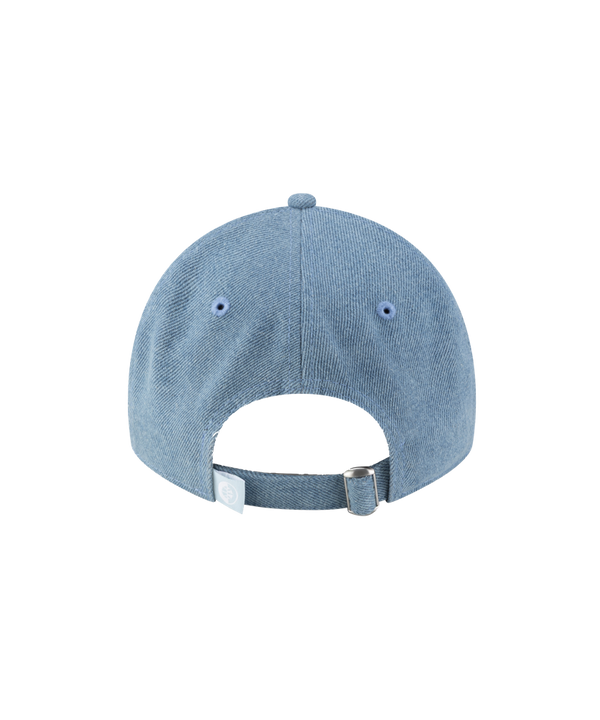 The Court Culture Original Vice Logo Dad Hat features light blue cotton, a white Miami Heat logo embroidered on the front, a black visor sticker, and is displayed on a plain white background; one size fits most and is easy to spot clean.