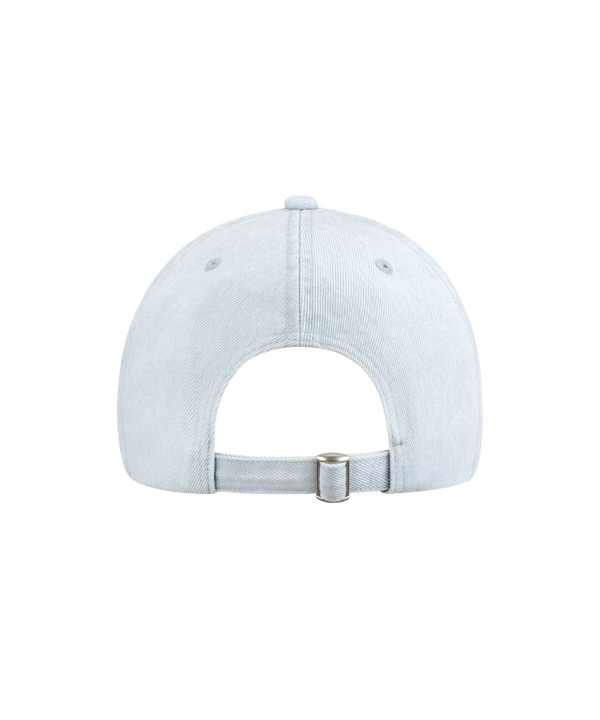 The Miami HEAT Light Denim Logo Hat by Item Of The Game features a black team logo on the front, one-size-fits-most fit, and easy spot cleaning. Shown against a plain white background.