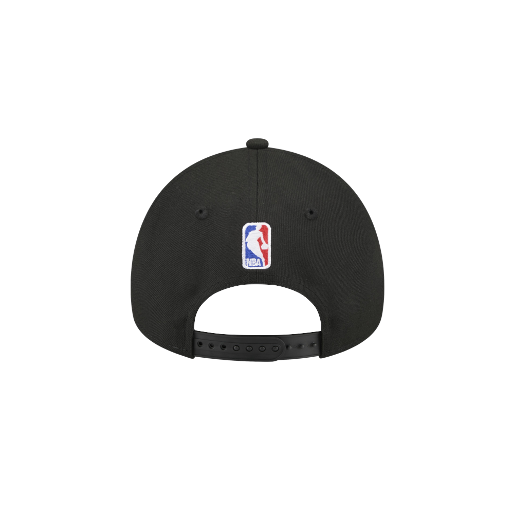 The New Era Miami HEAT 2026 Draft Snapback is a black polyester hat with the NBA logo in red, white, and blue above the adjustable strap. One size fits most; easy to spot clean.