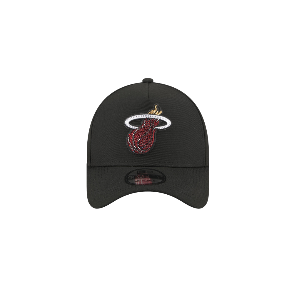 The New Era Miami HEAT 2026 Draft Snapback is a black polyester hat with the team's flaming basketball logo on the front. One size fits most; spot clean for care.