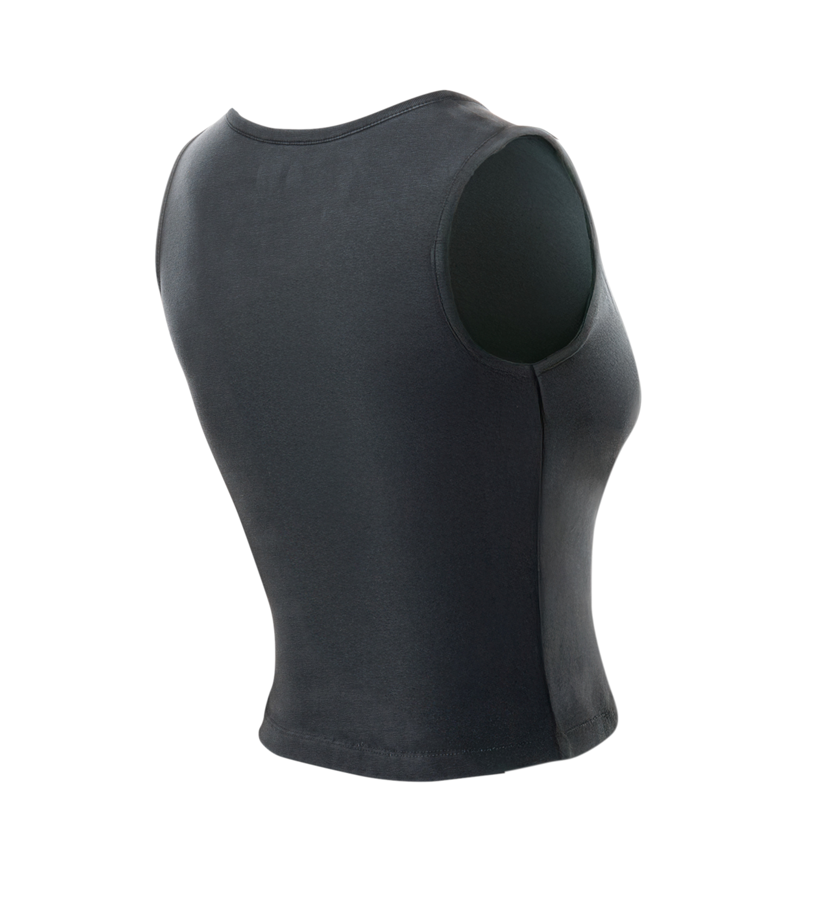 The New Era Miami HEAT Women's Clear Glitter Tank Top is shown from the back, angled slightly right, against a white background. This black, sleeveless standard-fit top is cotton elastane and easy care—just machine wash cold.