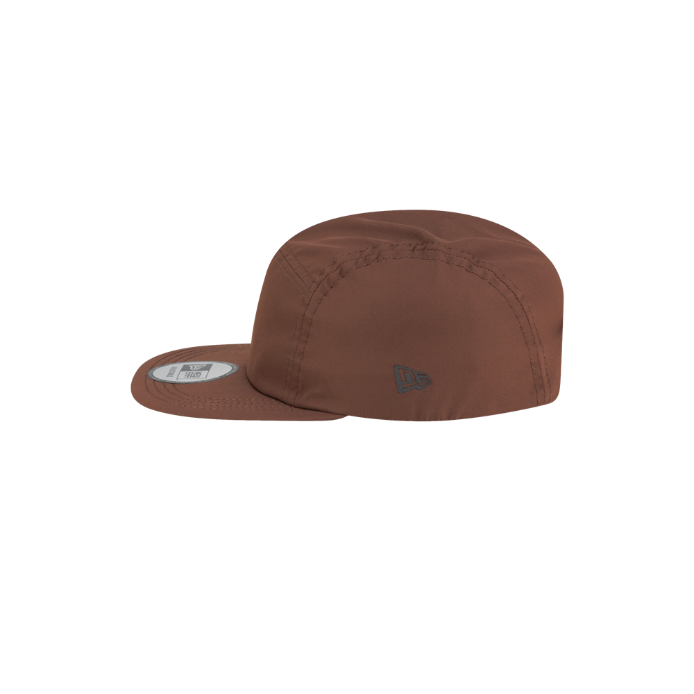 Court Culture x New Era Mocha 5-Panel Hat in brown polyester with a flat brim, a small logo on the side, and a one size fits most design.