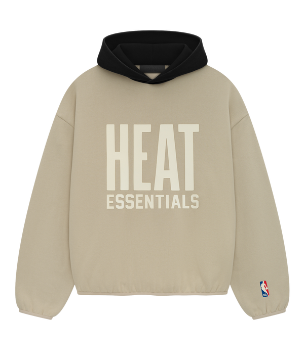 The Essentials Miami HEAT Fear of God Hoodie by Fear Of God features a beige body, black hood, bold white 