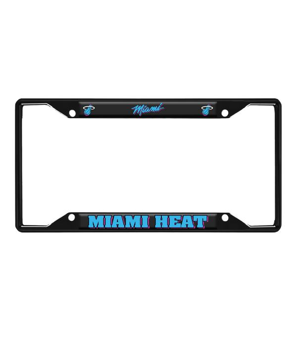 The Fanmats Miami HEAT Original Vice Nights License Plate Frame features the team logo, 