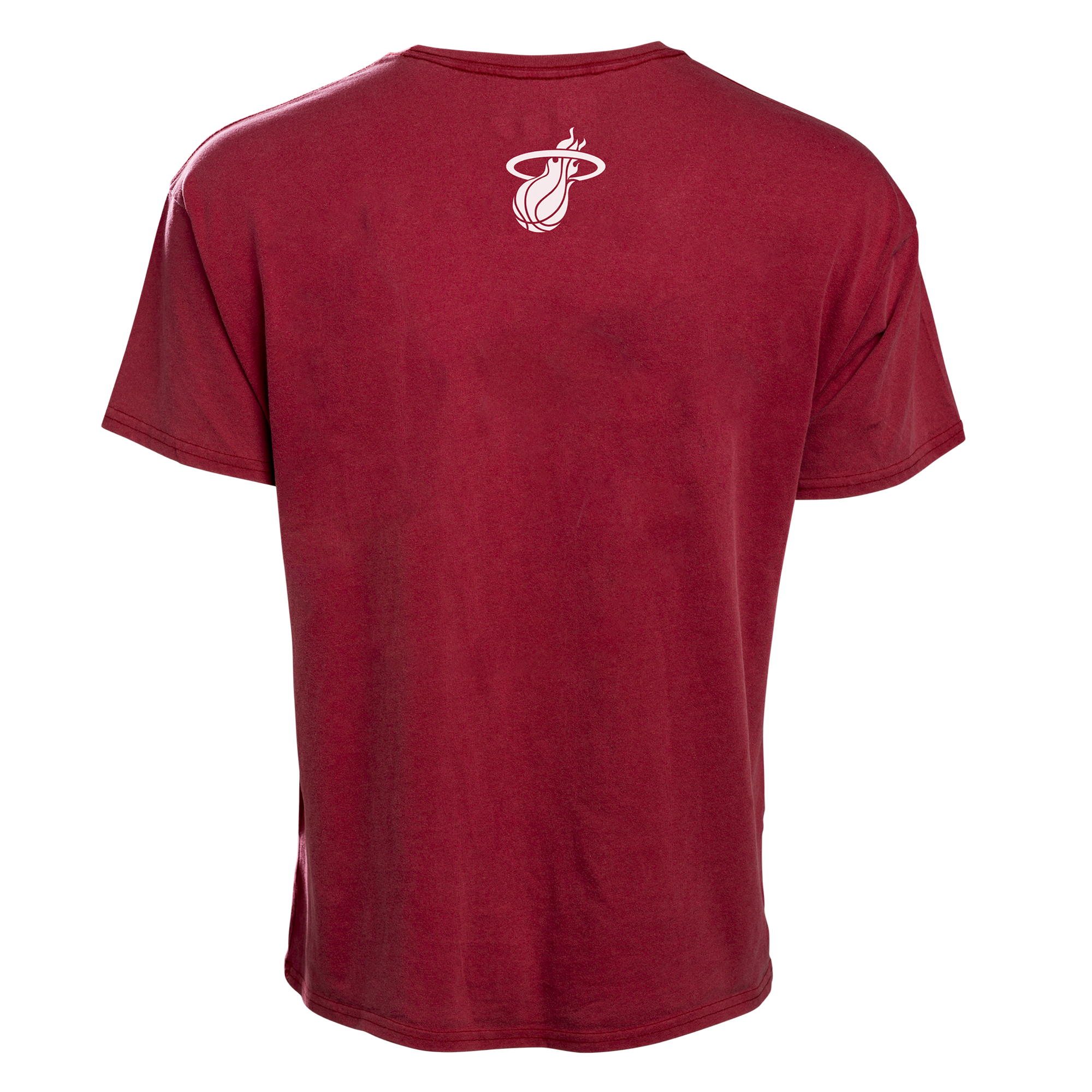 Red oversized Court Culture La Isla tee with Miami HEAT logo on upper back, short sleeves. - Court Culture La Isla Oversized Tee