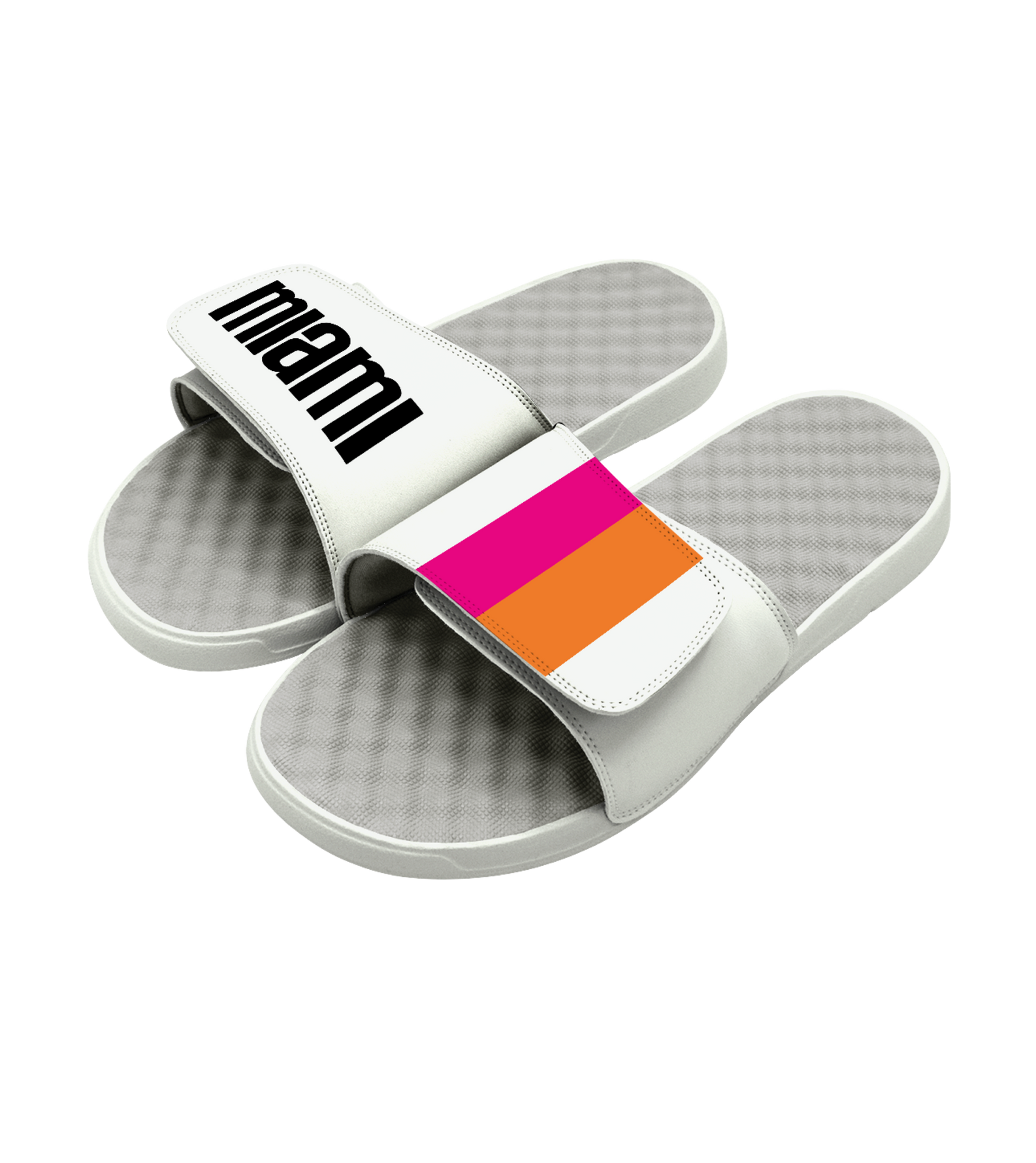 White Miami HEAT sandals with padded straps featuring 