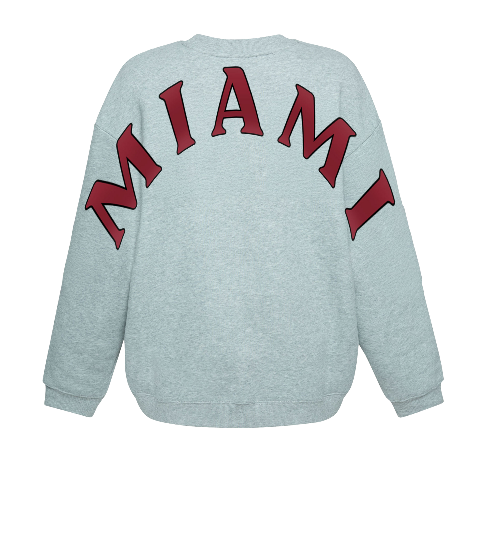 Gray oversized crewneck sweatshirt with red Miami HEAT lettering across the back. - Hype and Vice Miami HEAT Oversized Crew