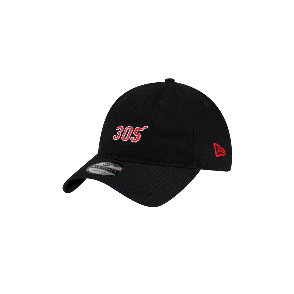 Court Culture x New Era 305 Dad Cap in black cotton with 305 embroidered in red and white on the front.