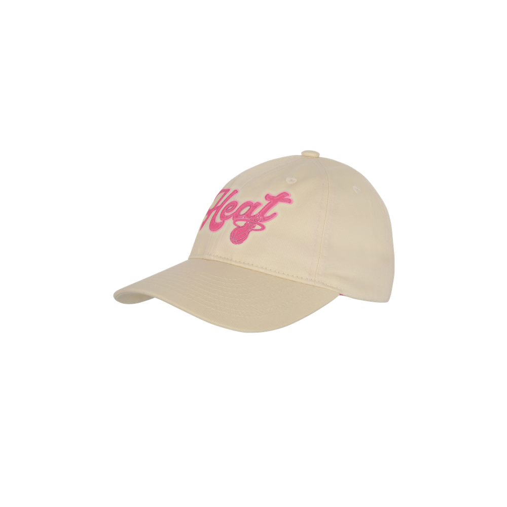 The Miami HEAT Beige Girls Dad Hat by Outerstuff is a cotton baseball cap with 