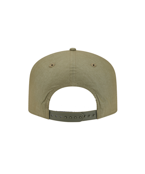 The New Era Miami HEAT Nylon Green Snapback features an embroidered white Miami Heat logo, pre-curved visor, adjustable strap, and one-size-fits-most design for comfort.