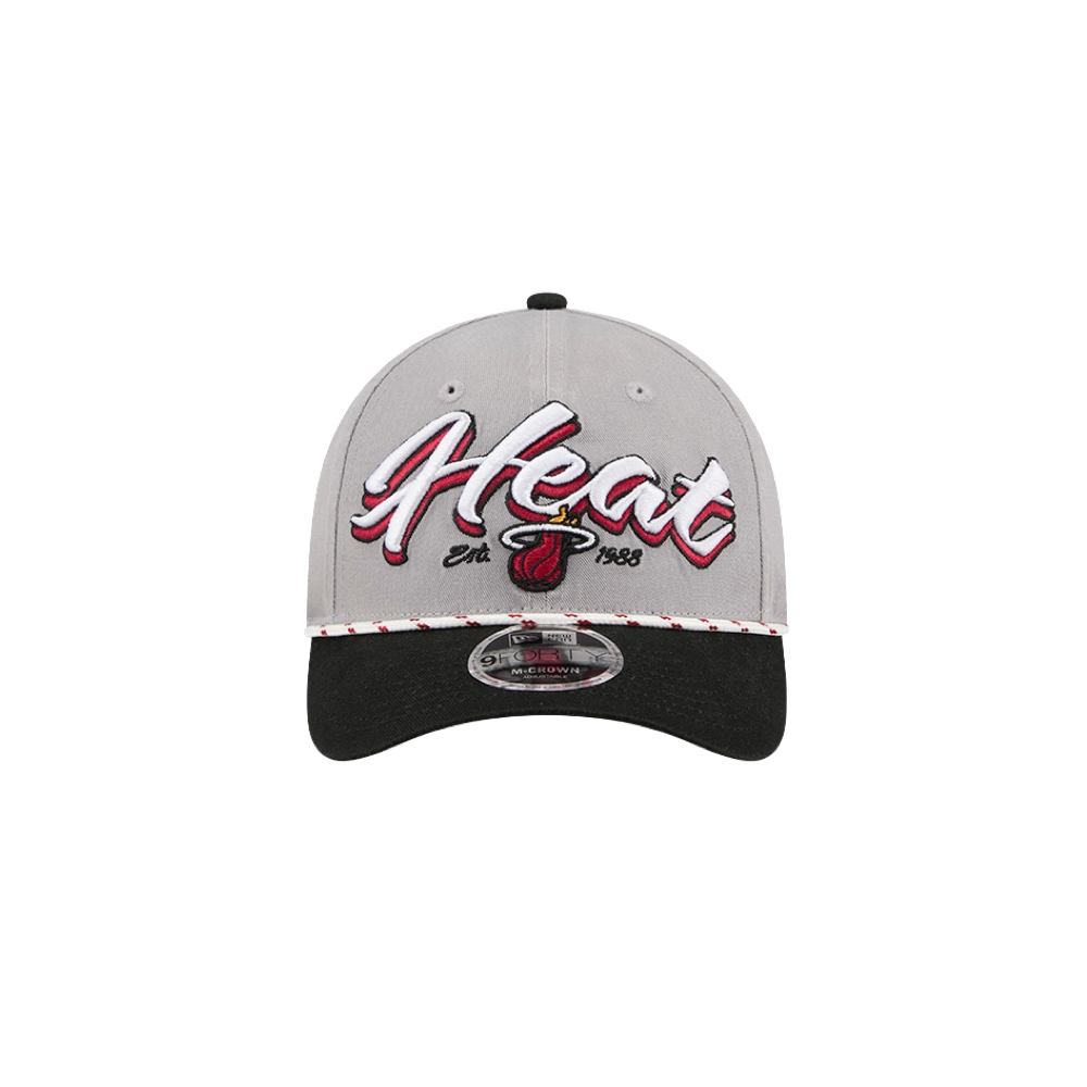 The New Era Miami HEAT Loyal Team Snapback is a gray and black cap featuring the Miami Heat logo and 