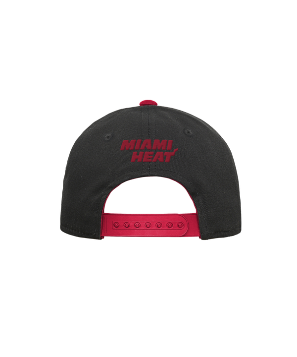 The Outerstuff Miami HEAT Pre-Curved Youth Snapback is a black cotton hat with the team’s flaming basketball logo centered on the front. One size fits most youth and it’s easy to spot clean.