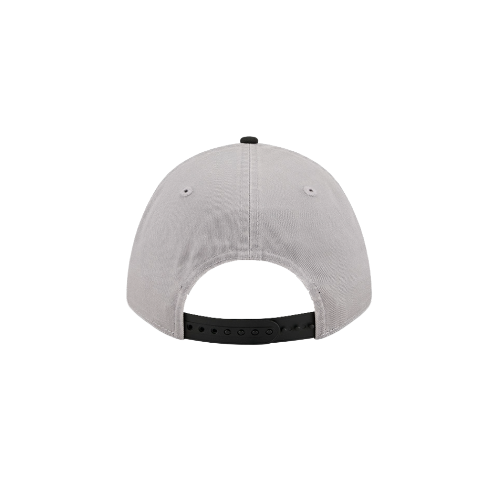 A light gray New Era Miami HEAT Loyal Team Snapback cap is shown from the back, featuring an adjustable black snapback closure and a small top button, set against a plain white background.