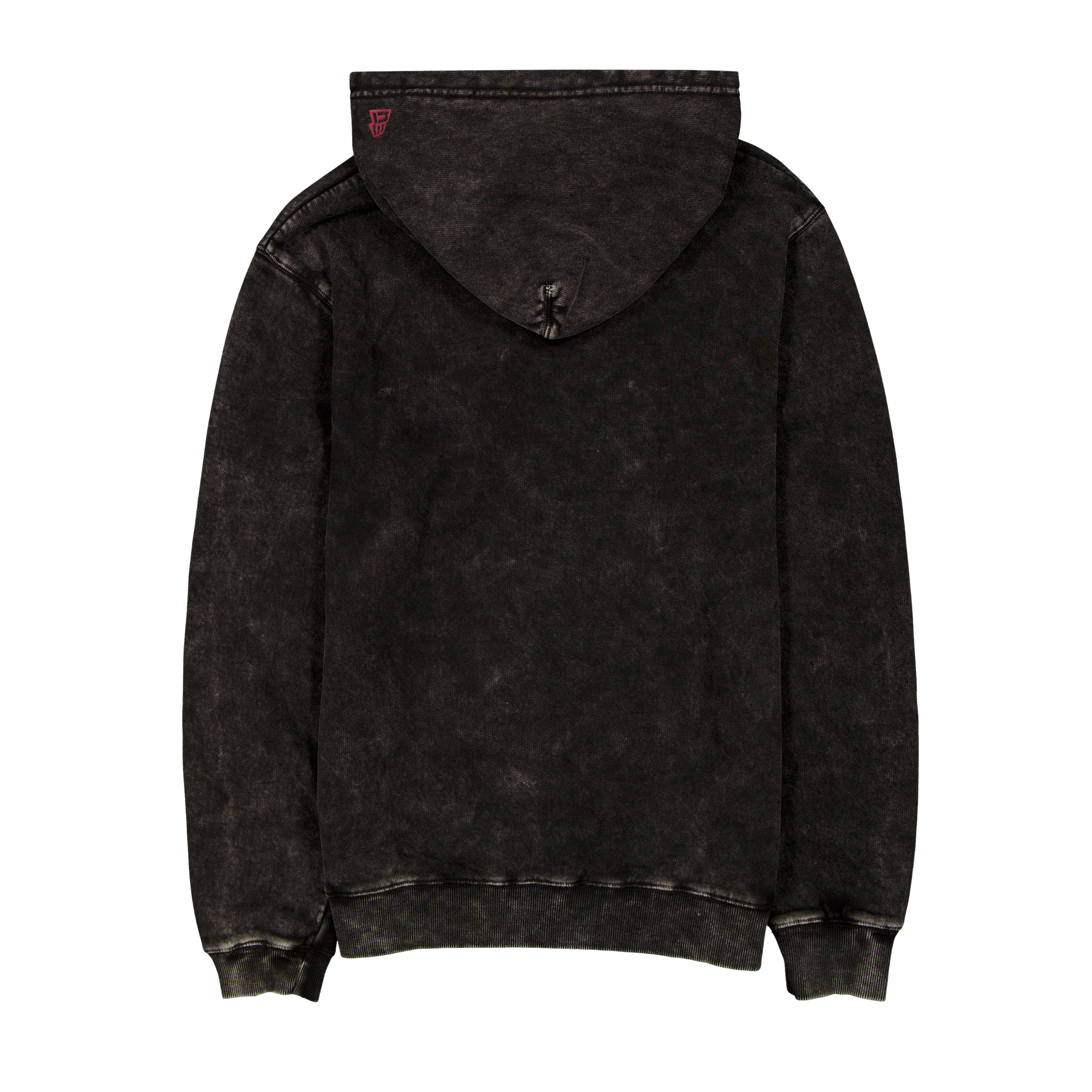 Black mineral wash hoodie with Miami HEAT logo on back hood, long sleeve, New Era men's outerwear. - New Era Miami HEAT Mineral Wash Logo Hood