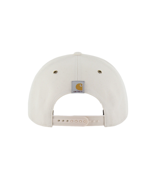 The '47 Brand Carhartt Miami HEAT Hitch Snapback is a white cap with a brown corduroy brim, featuring the team logo embroidered on the front and an adjustable snap closure for a custom fit.