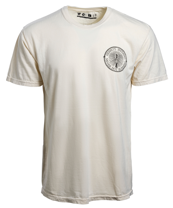 Ivory Court Culture Tyler Herro Inferno unisex tee with small black Miami HEAT logo on chest. - Court Culture Tyler Herro's Inferno Unisex Tee