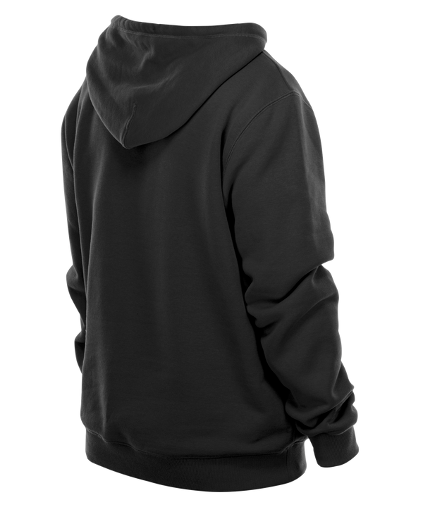 The New Era Miami HEAT Original Vice Nights Hoodie features the Miami HEAT logo and MIAMI BASKETBALL SOUTHEAST DIVISION text in blue and pink, a front pocket, left sleeve patch, and is machine washable for easy care.