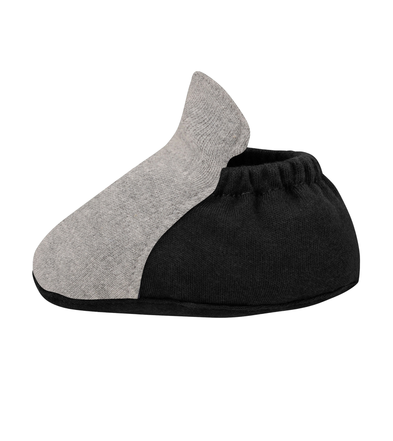Two-tone gray and black infant bootie with elastic ankle cuff, soft fabric, Miami HEAT style. - Court Culture Miami Mashup Vol. 2 Infant Creeper/Bib/Bootie Set