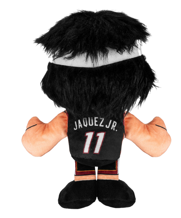Jaime Jaquez Jr. plush wearing Miami basketball uniform with headband and number 11 jersey.