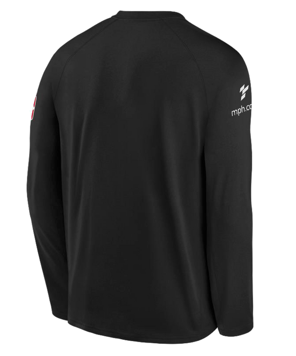 The Nike Miami HEAT Original Vice Nights Long Sleeve Wordmark Youth Tee is a black polyester shirt with 
