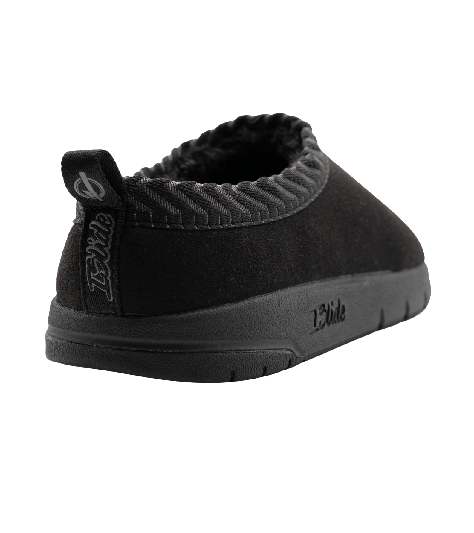 Black ISlide Miami HEAT Original Vice Nights Mission slipper with a textured collar, faux fur lining, and a branded heel pull tab.