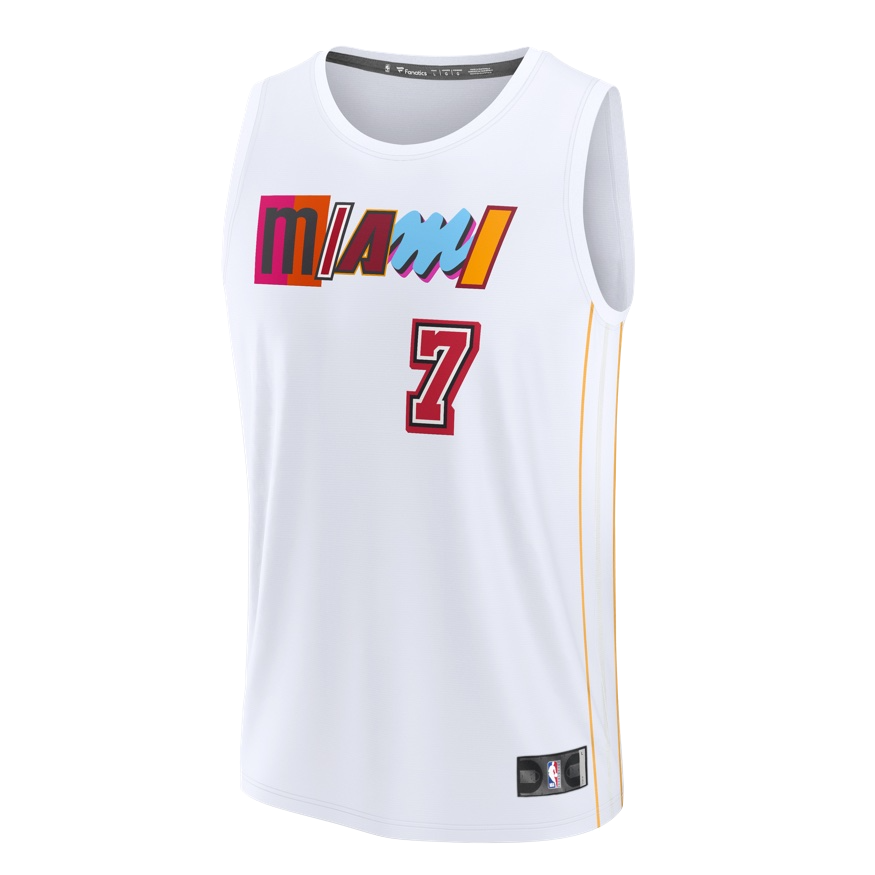 White Miami HEAT jersey with colorful 