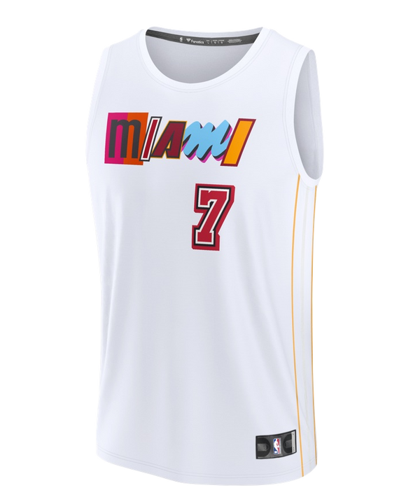 White Miami HEAT jersey with colorful 