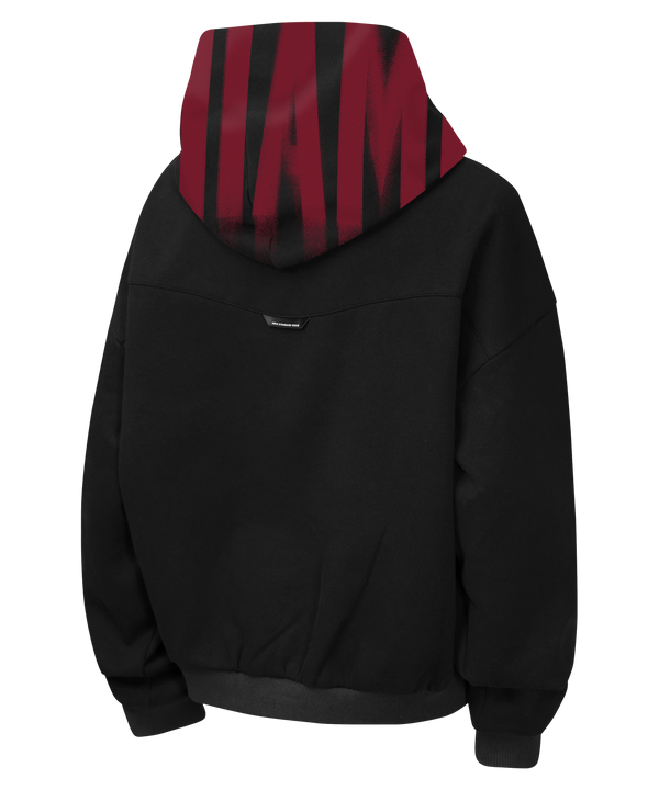 Black Nike Miami HEAT Oversized Wordmark Fleece Youth Hoodie featuring a large red MIAMI wordmark across the chest, with HEAT and an NBA logo below, and a small swoosh logo on the front pocket.
