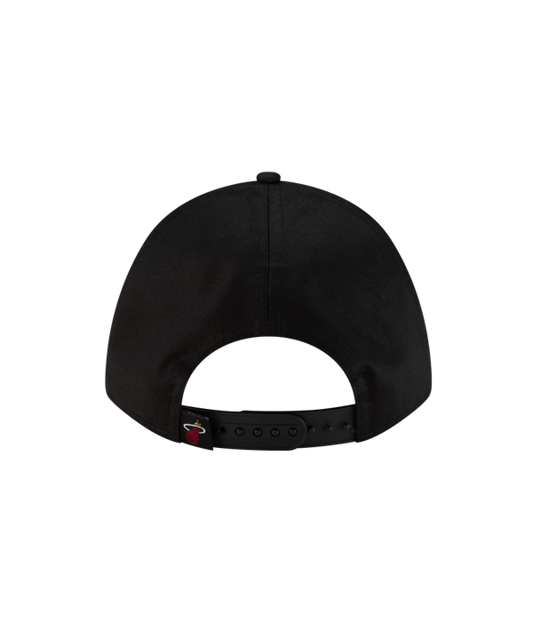 The New Era Miami HEAT Metallic Women's Hat by New Era features the team logo in red and white embroidery on the front, shown against a plain white background.