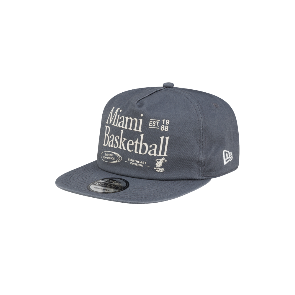 Dark gray cotton Court Culture x New Era Miami Basketball snapback cap featuring Miami Basketball and Eastern Conference graphics on the front.